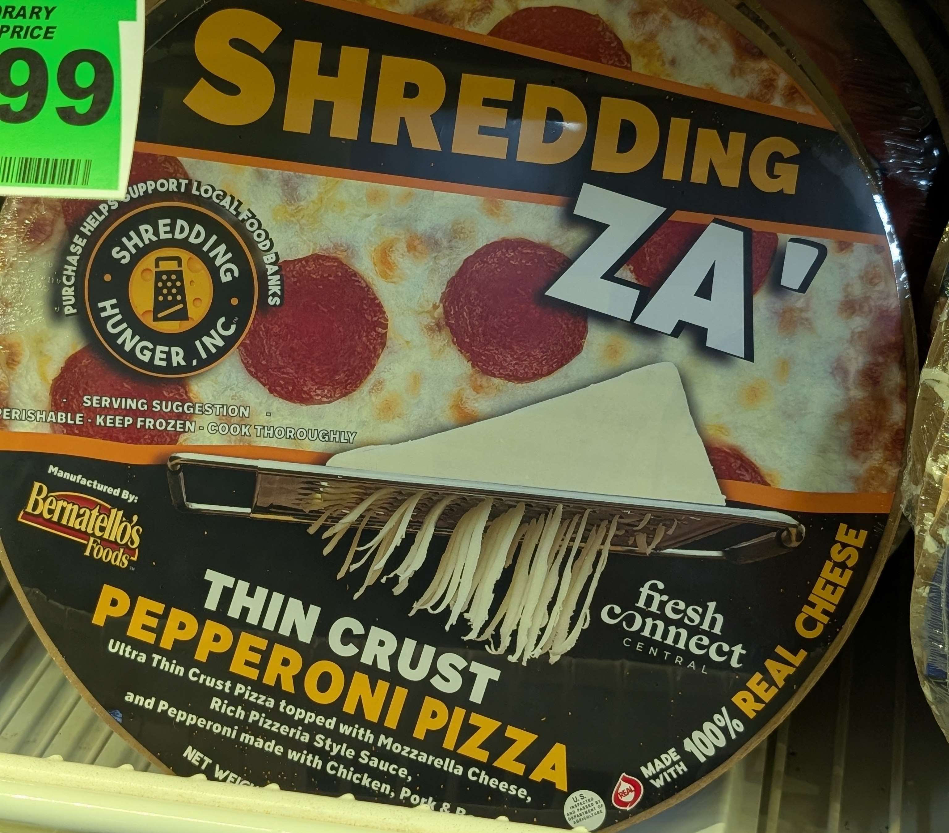 shredding ZA pepperoni pizza